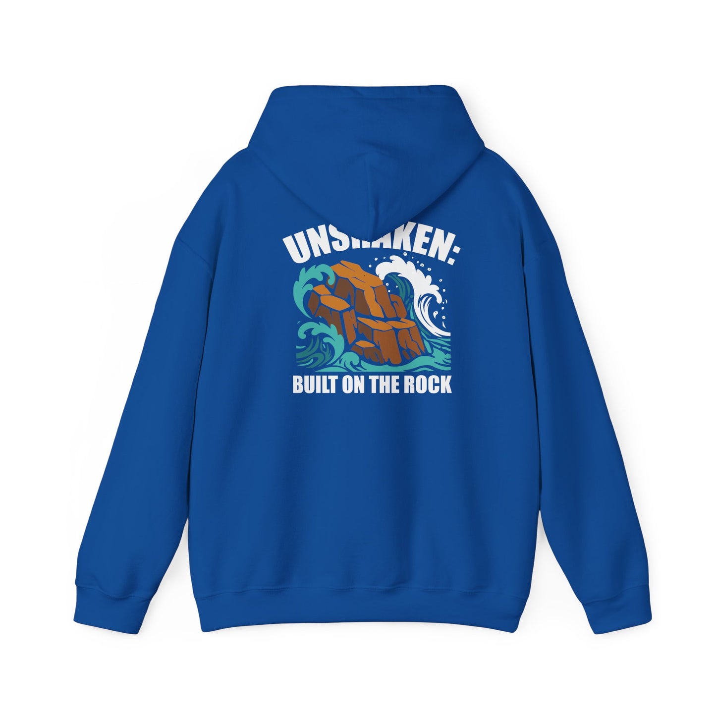 Motivational Unisex Hoodie - "Unshaken: Built on the Rock" - Comfortable Apparel for Everyday, Gift for Friends, Inspirational