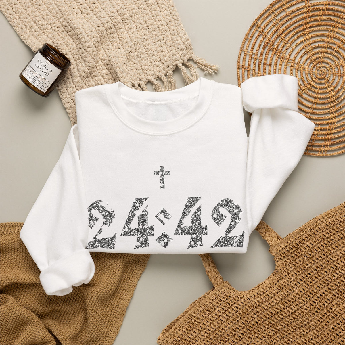 Matthew 24:42 Crewneck Sweatshirt | Bible Verse, Cross Design