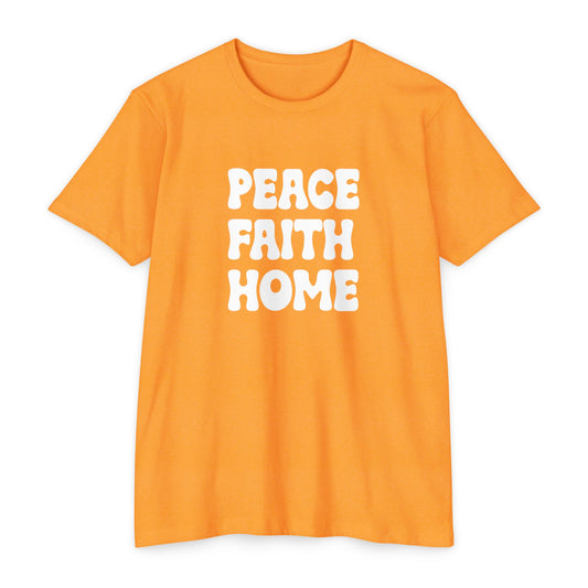 Peace Faith Home T-shirt | Inspirational Typography Tee