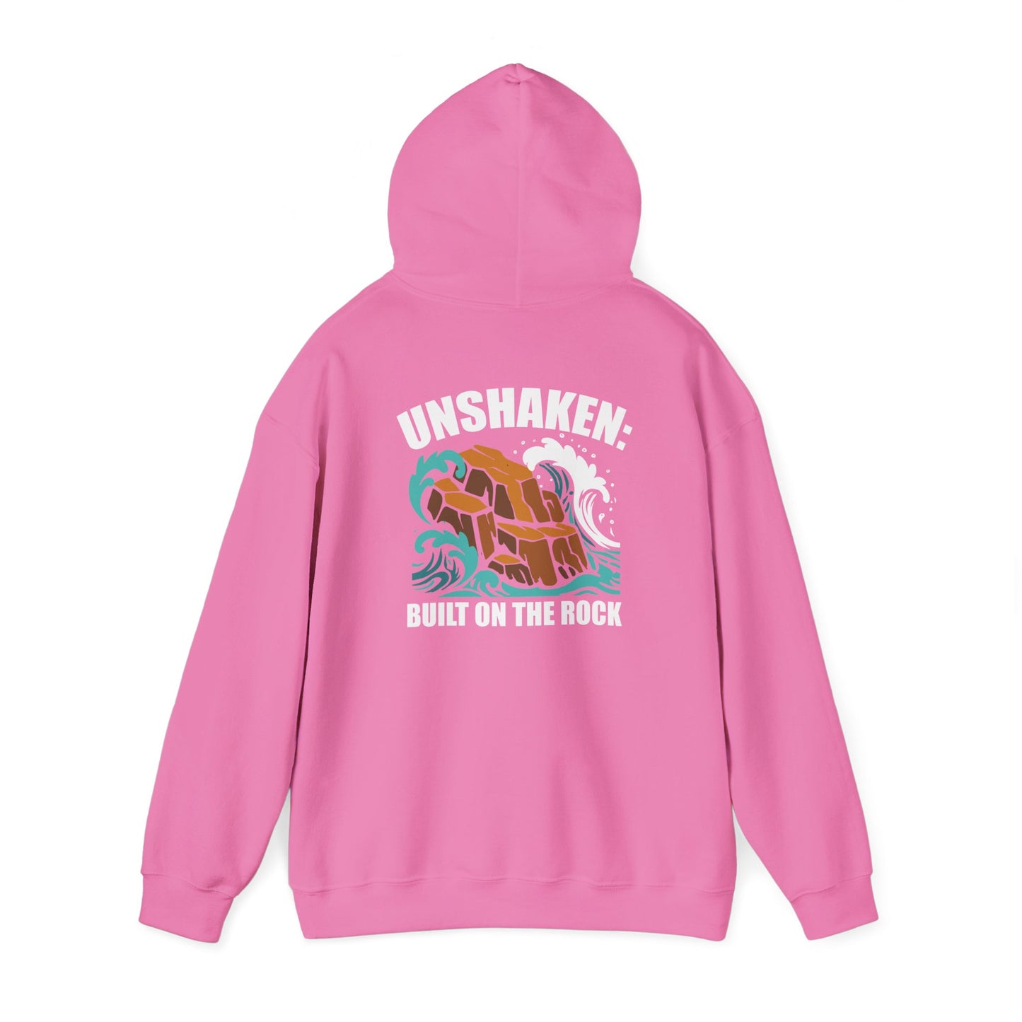 Motivational Unisex Hoodie - "Unshaken: Built on the Rock" - Comfortable Apparel for Everyday, Gift for Friends, Inspirational