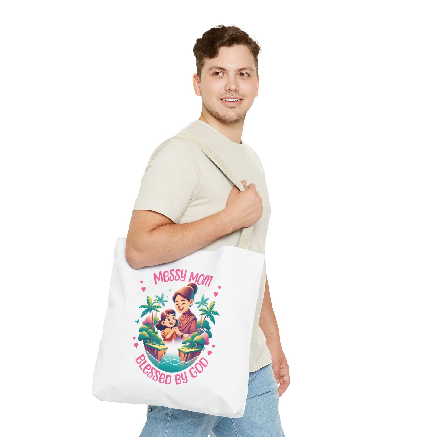 Messy Mom Blessed by God Tote Bag - Perfect Gift for Mother's Day and Everyday Use