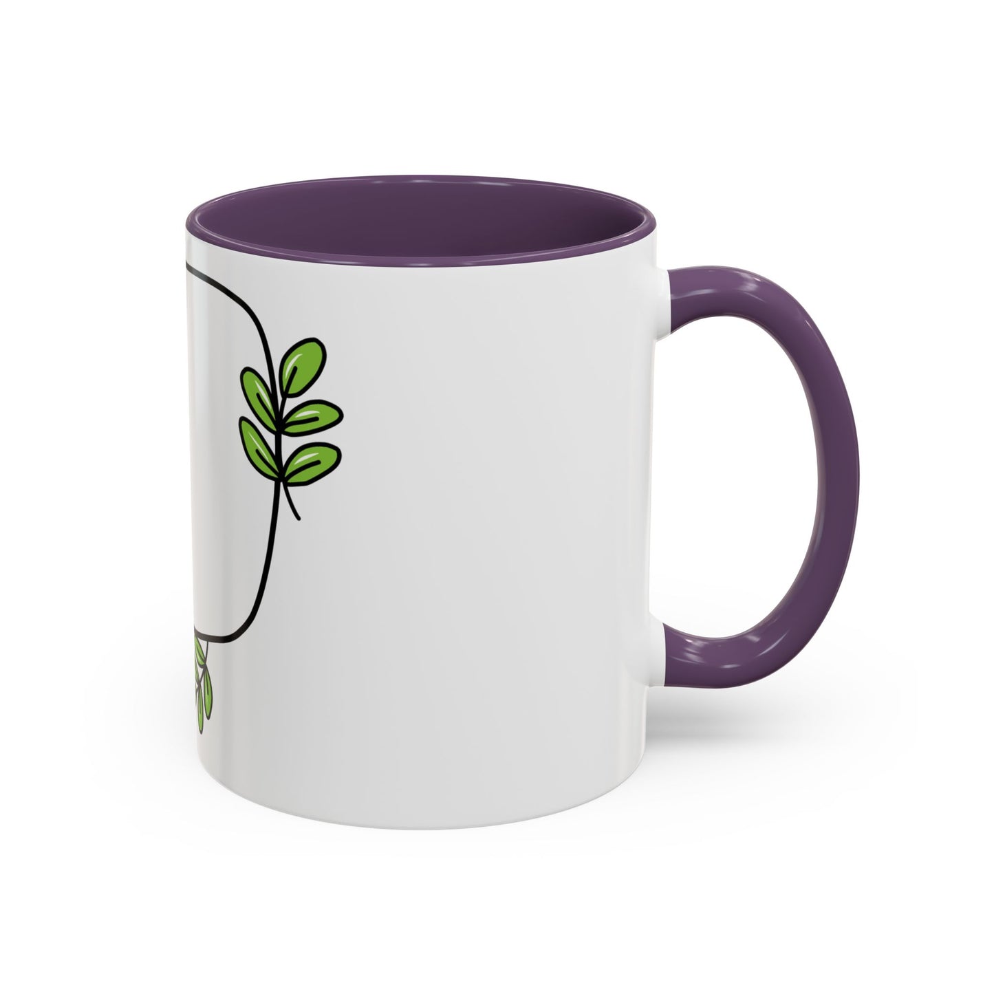 Customizable Accent Coffee Mug - Whimsical Design with Green Leaves