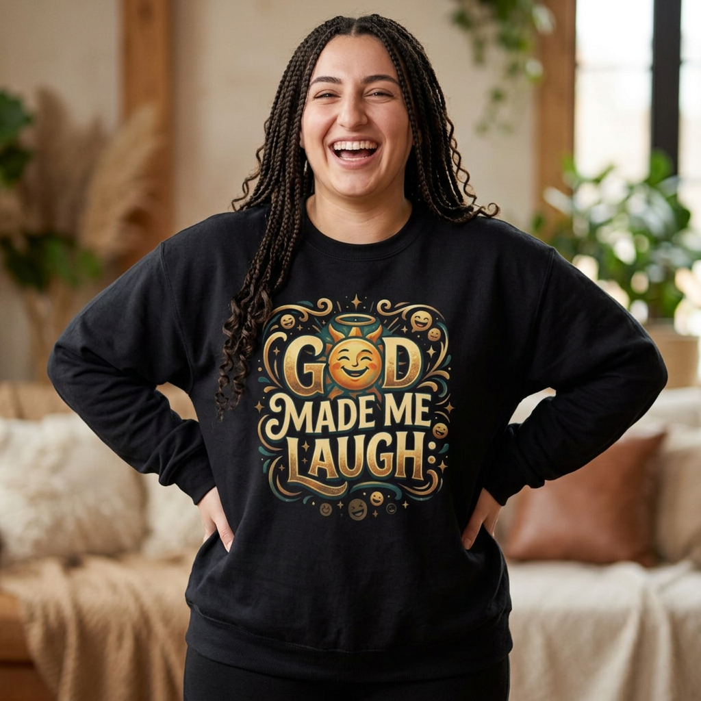 God Made Me Laugh sweatshirt | Religious Christian humor design