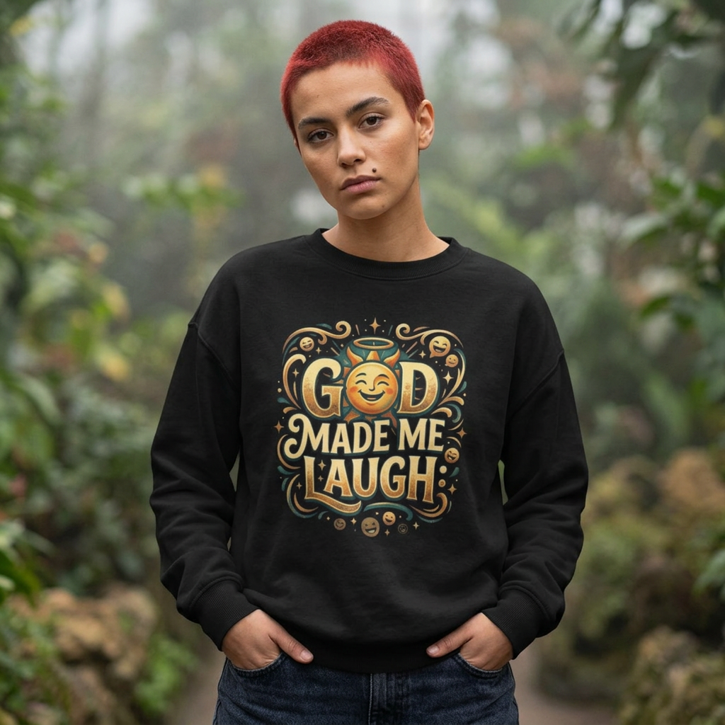 God Made Me Laugh sweatshirt | Religious Christian humor design