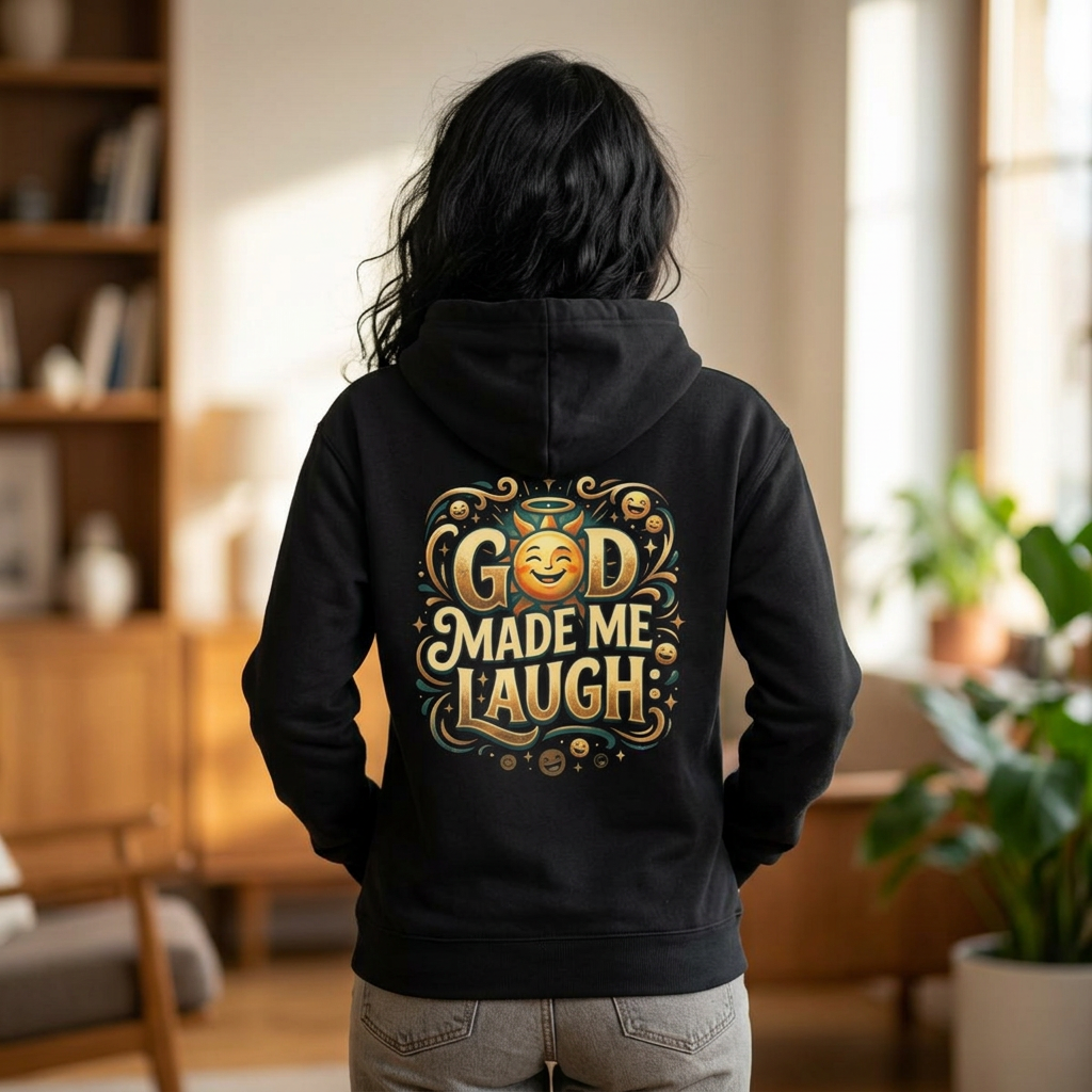 God Made Me Laugh Hoodie | Religious Humor, Inspirational Faith Sweatshirt