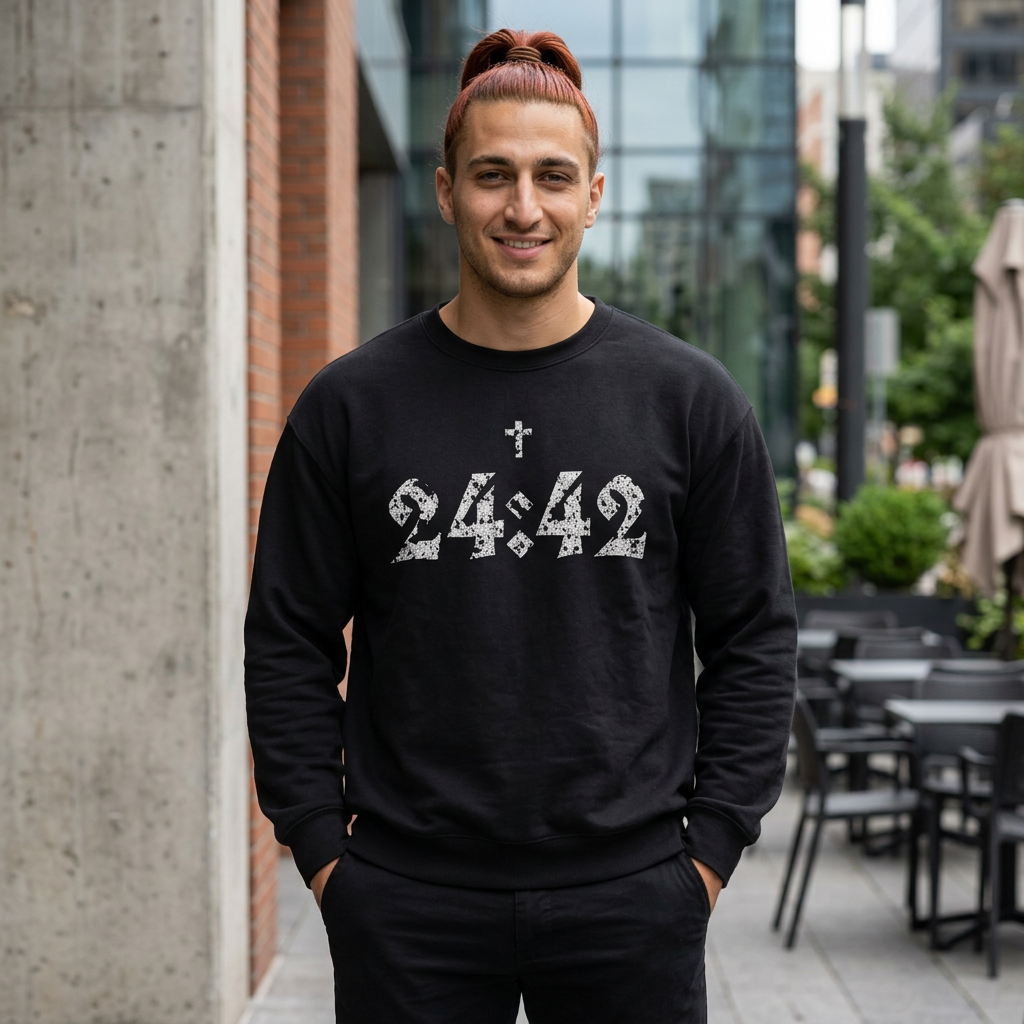 Matthew 24:42 Scripture Crewneck Sweatshirt | Cross Bible Verse
