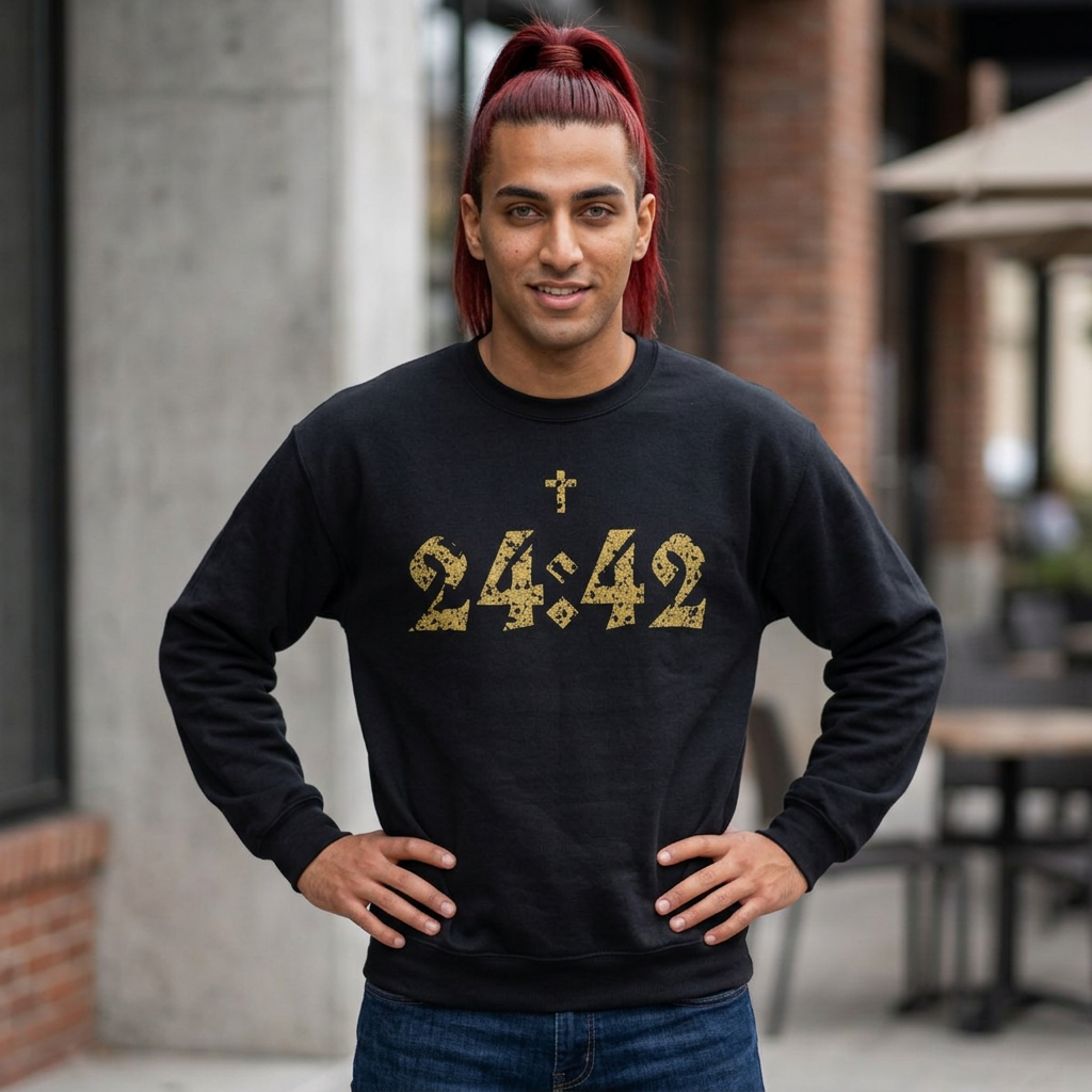 Matthew 24:42 Crewneck Sweatshirt | Bible Verse Cross