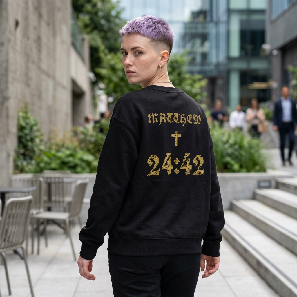 Matthew 24:42 Crewneck Sweatshirt | Bible Verse Cross