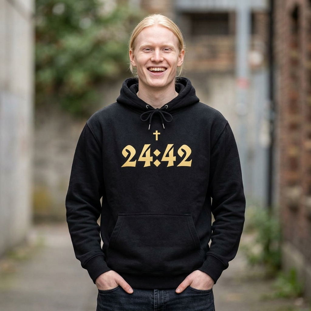 24:42 Cross Hoodie | Scripture Number Pullover