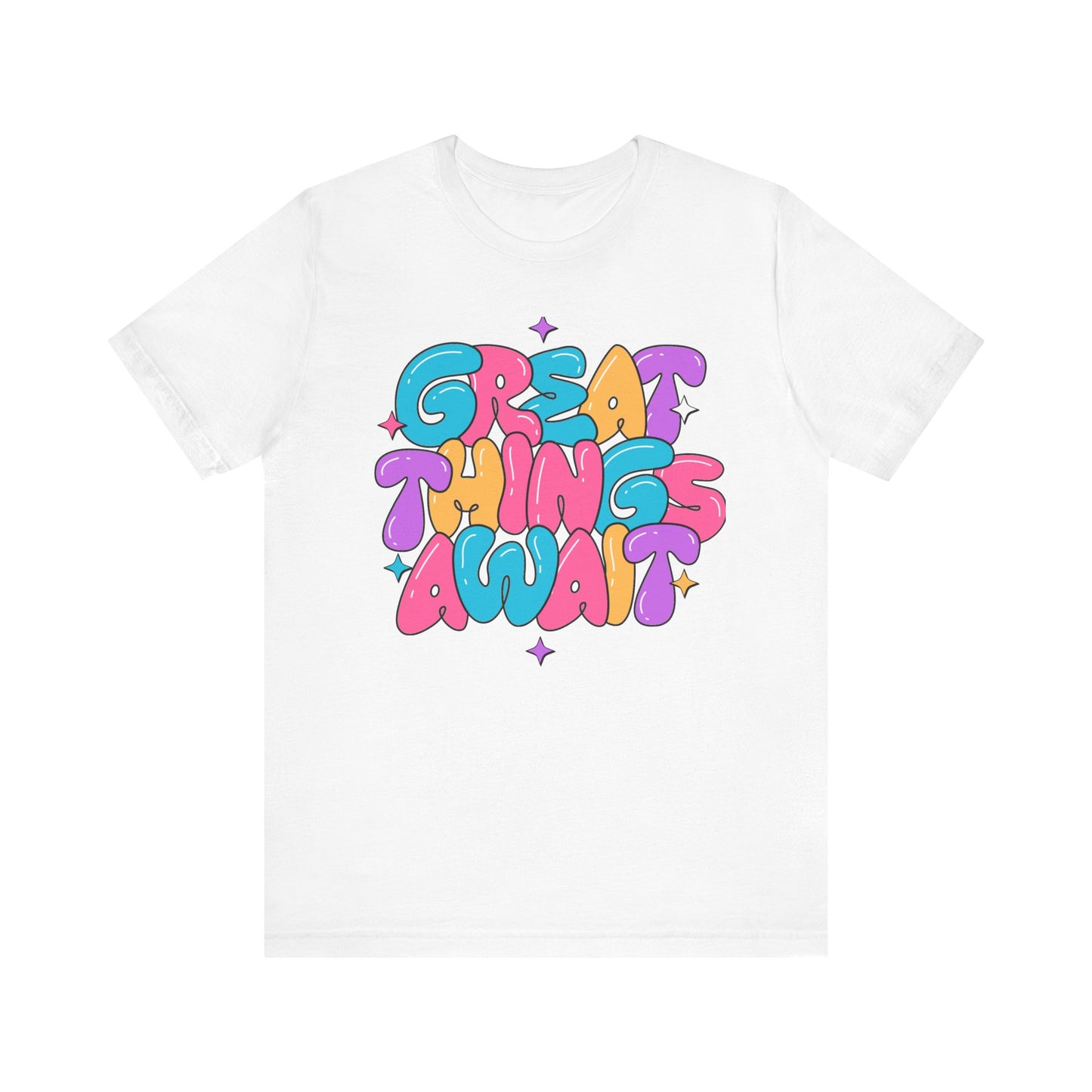 Inspirational Graphic Tee - 'Great Things Await' Unisex Jersey Short Sleeve