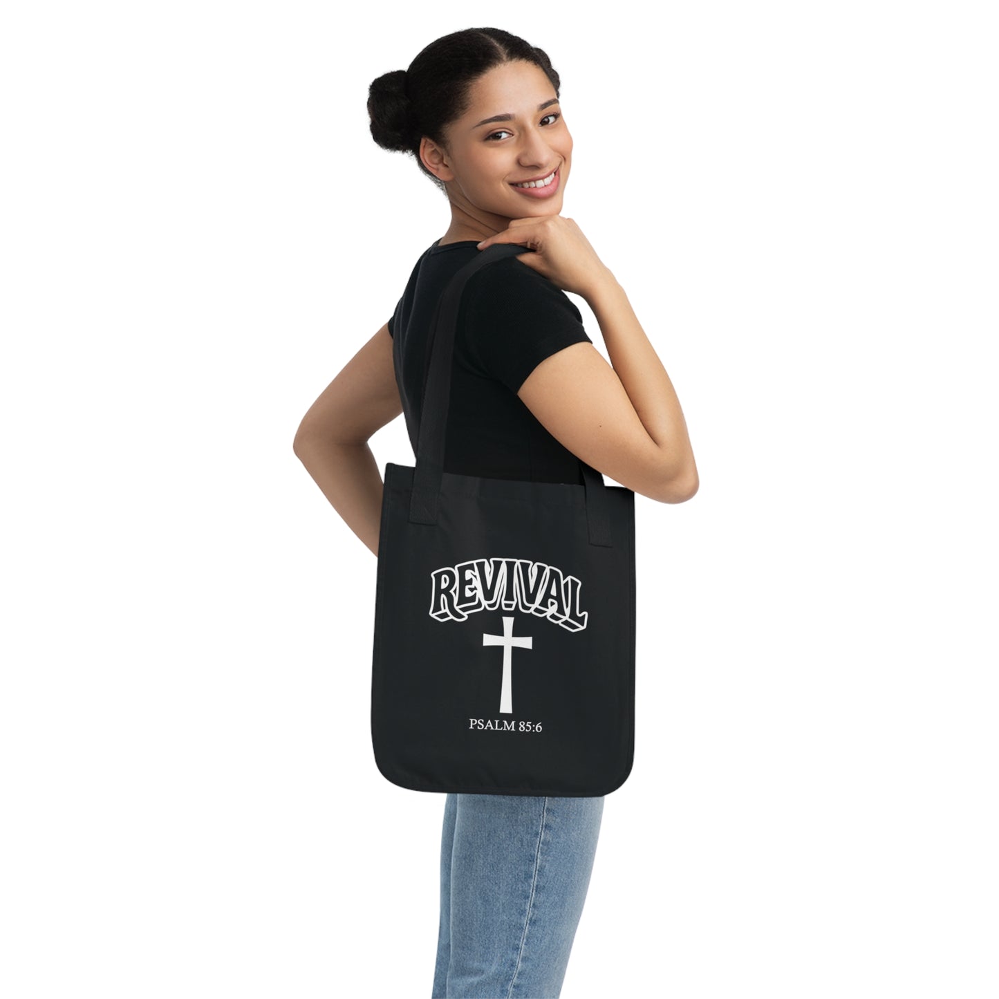 Revival Cross Tote Bag, Eco-Friendly Organic Canvas, Shopping Bag, Religious