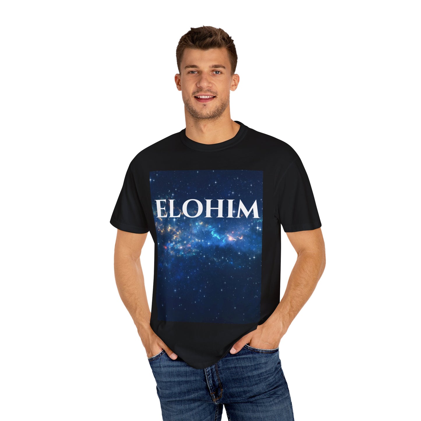 Cosmic Elohim T-Shirt, Unisex Space Tee, Spiritual Apparel, Gift for Star Lovers, Faith-Based Fashion, Everyday Casual Wear