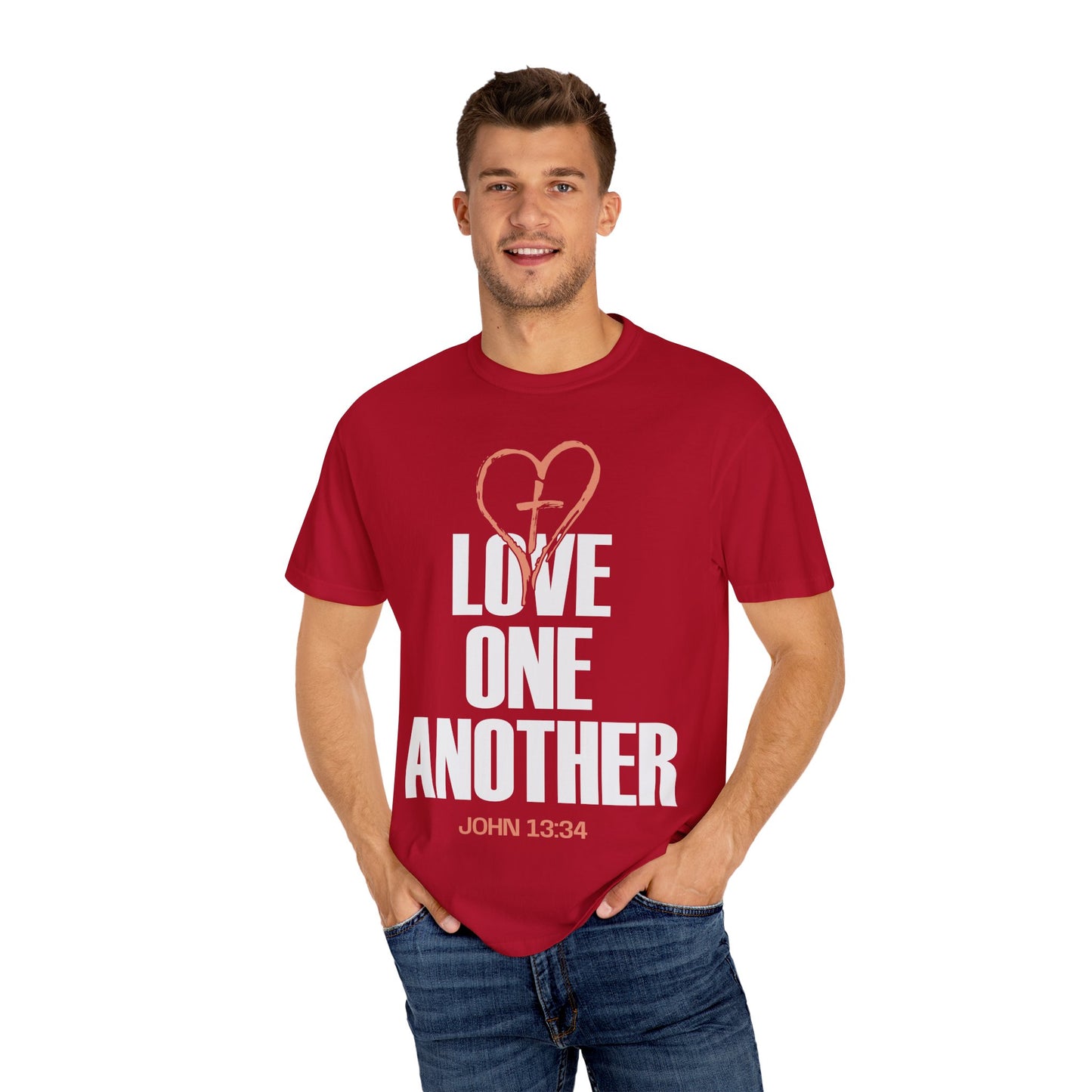 Love One Another Unisex Garment-Dyed T-Shirt - Inspirational Christian Tee