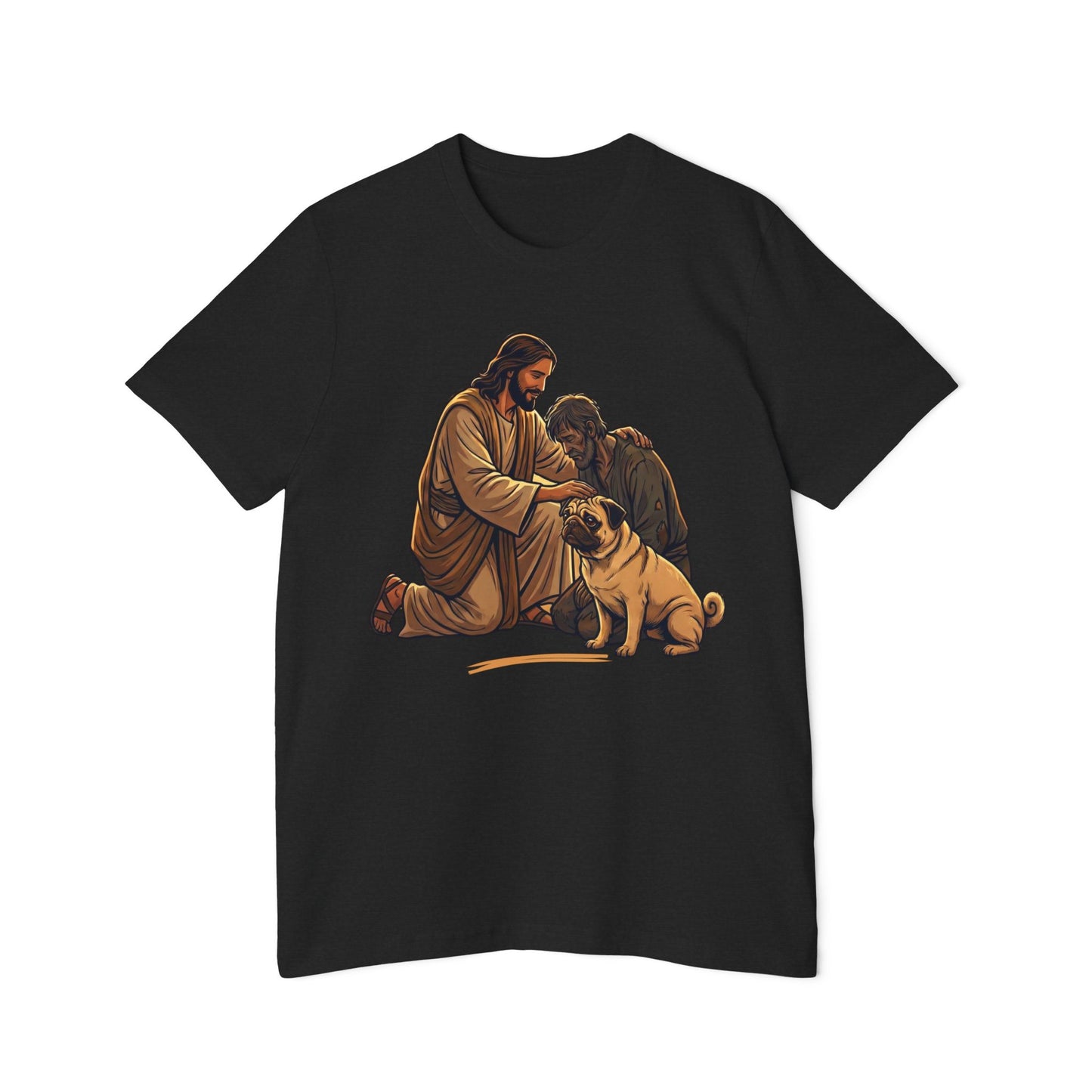 Jesus Kneeling with Dogs T-Shirt | Christian Faith Pet Design