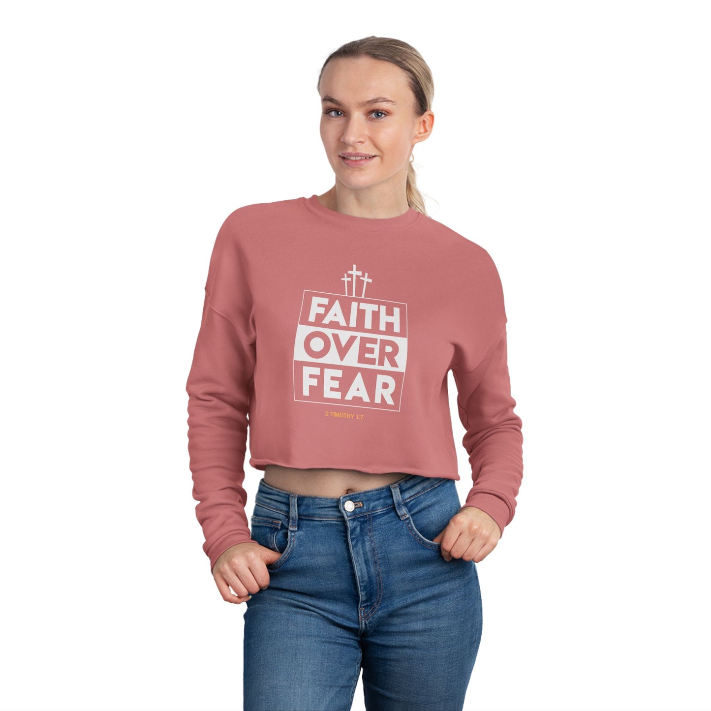 Faith Over Fear Cropped Sweatshirt-Multiple Colors
