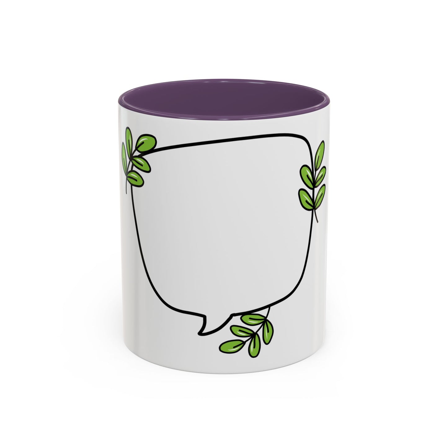 Customizable Accent Coffee Mug - Whimsical Design with Green Leaves