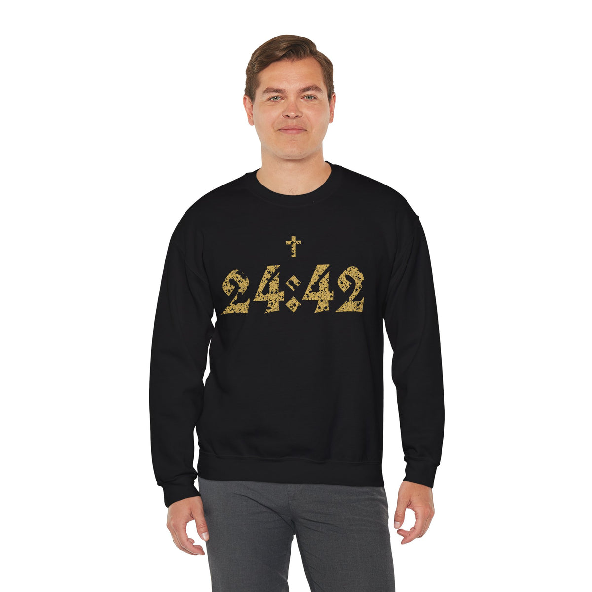 Matthew 24:42 Crewneck Sweatshirt | Bible Verse Cross