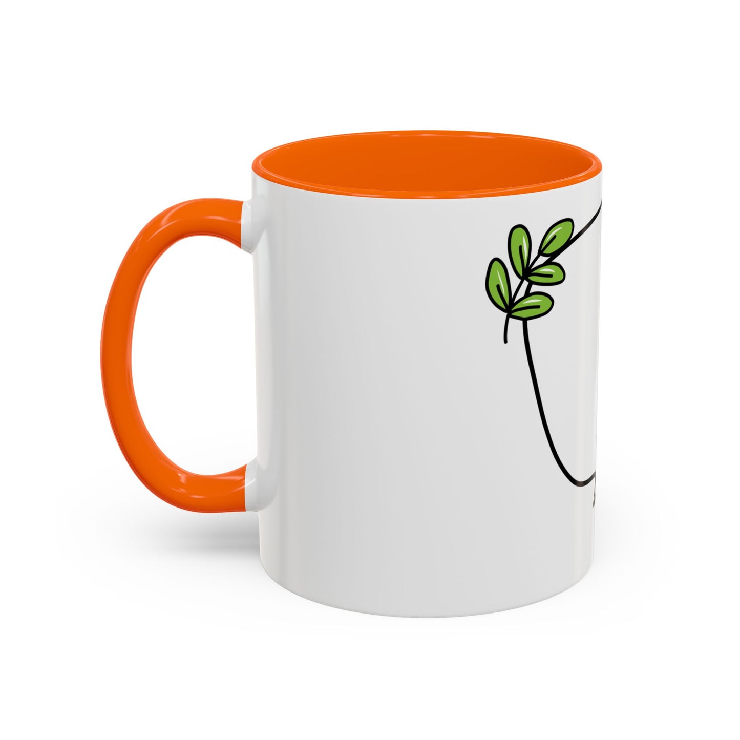 Customizable Accent Coffee Mug - Whimsical Design with Green Leaves