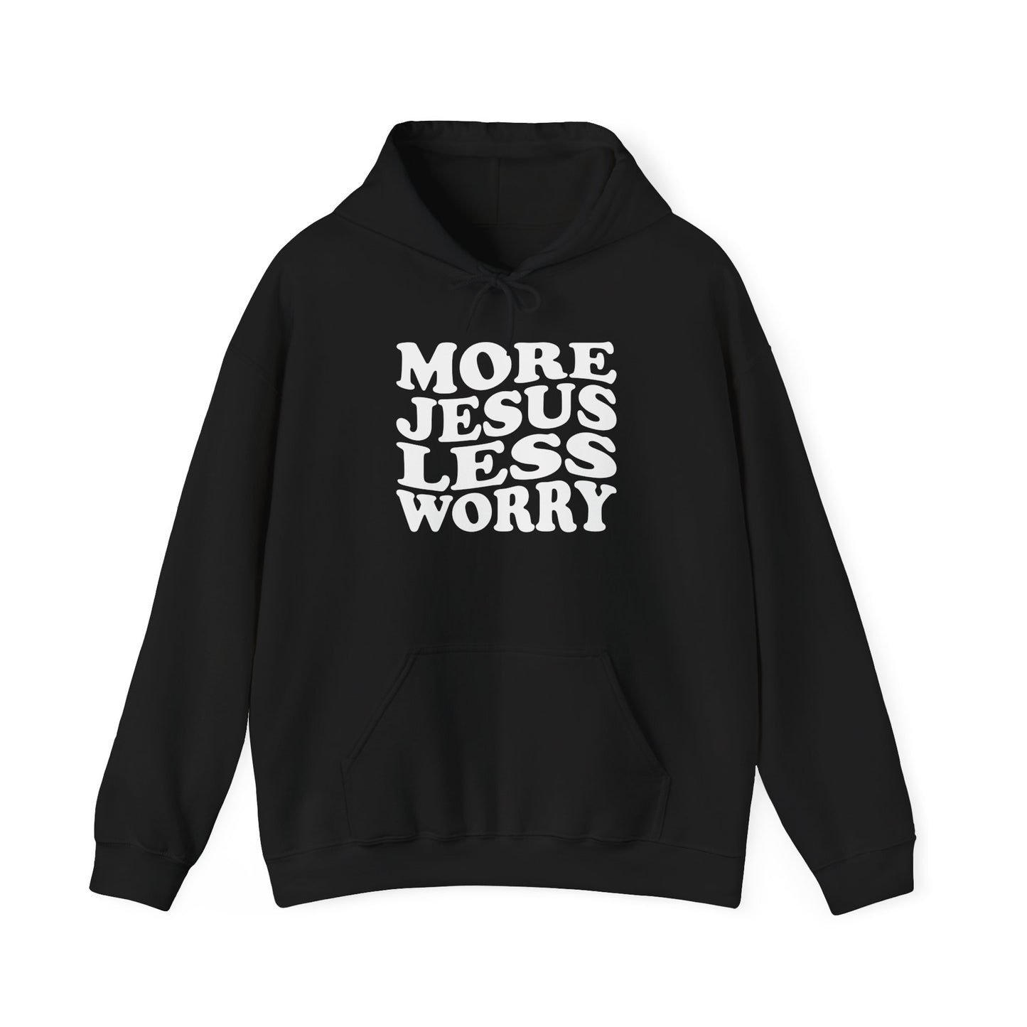 More Jesus Less Worry Hoodie, Faith-Inspired Sweatshirt, cozy gift for believers, Christian apparel, spiritual encouragement wear