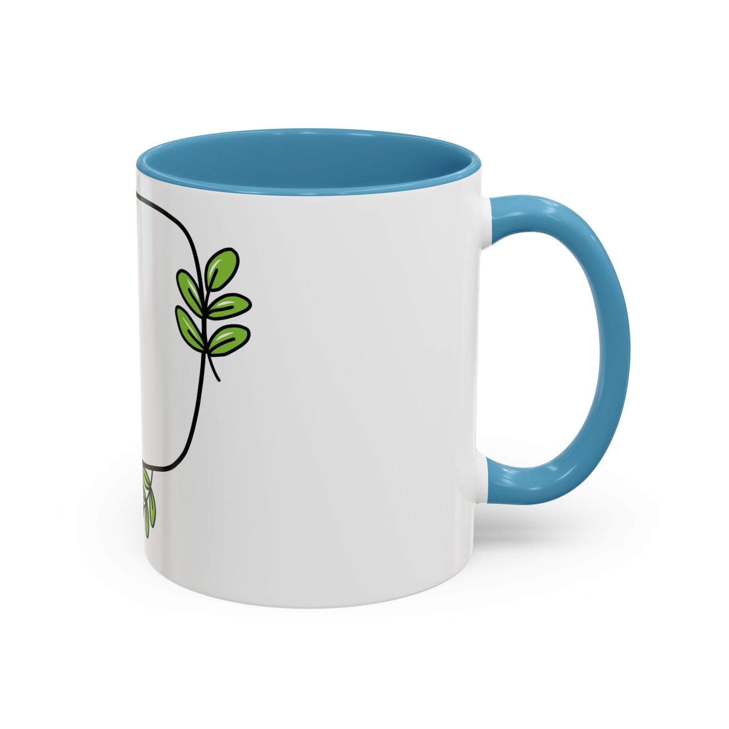 Customizable Accent Coffee Mug - Whimsical Design with Green Leaves