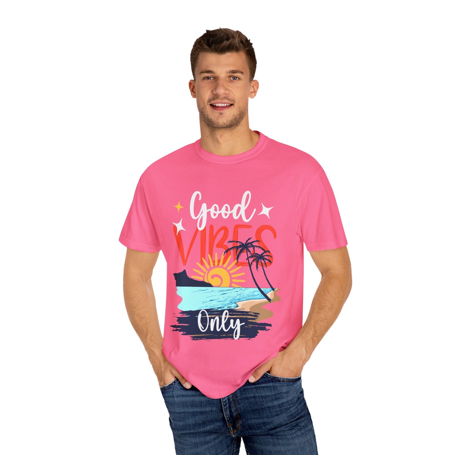 Good Vibes Only Unisex Garment-Dyed T-Shirt - Beachy Summer Style