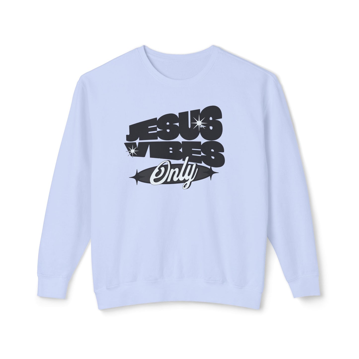 Unisex Lightweight Crewneck Sweatshirt- Jesus Vibes-Black/White