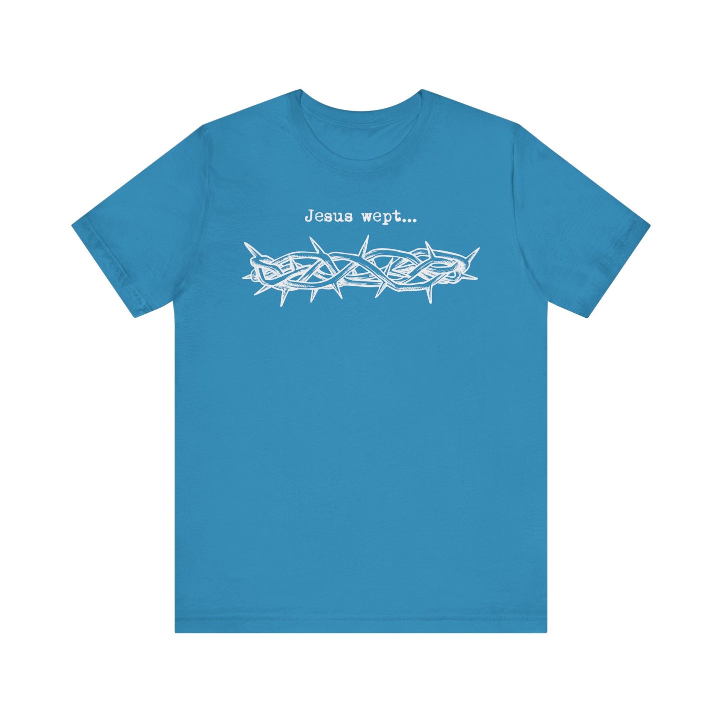Inspirational Unisex Jersey Short Sleeve Tee - 'Jesus Wept' Design