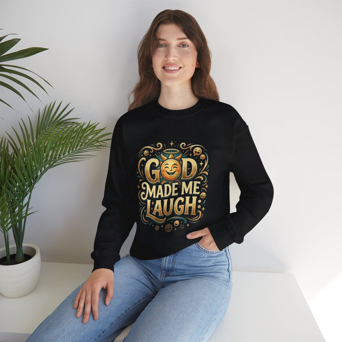 God Made Me Laugh sweatshirt | Religious Christian humor design