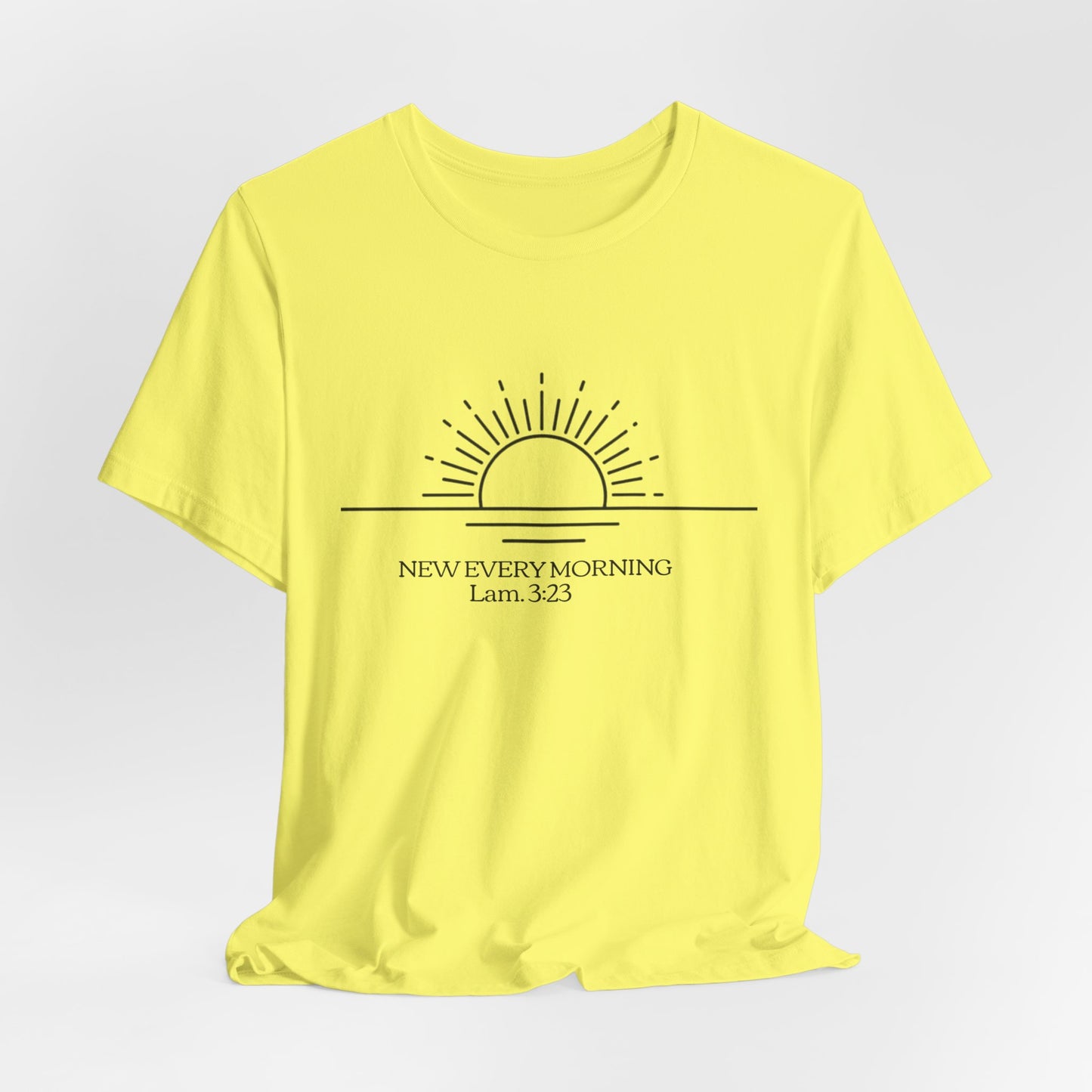Rising Sun with Scripture New Every Morning Lam. 3:23 Tee