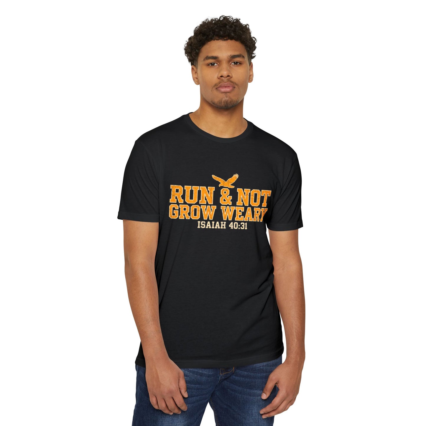 Run & Not Grow Weary Isaiah 40:31 T-Shirt | Christian Faith Scripture Tee
