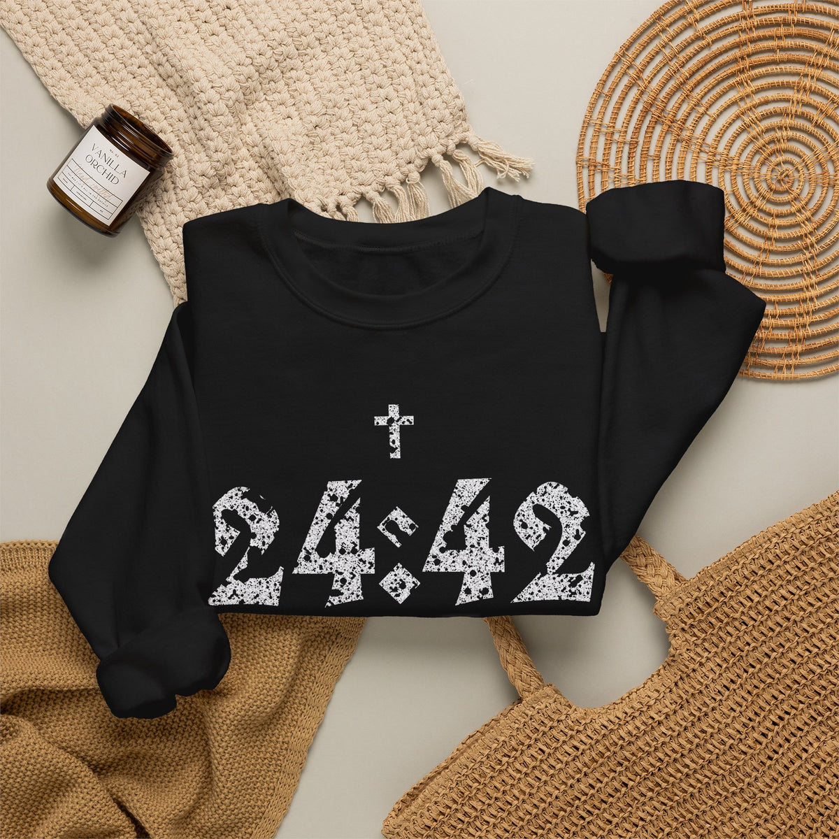Matthew 24:42 Scripture Crewneck Sweatshirt | Cross Bible Verse