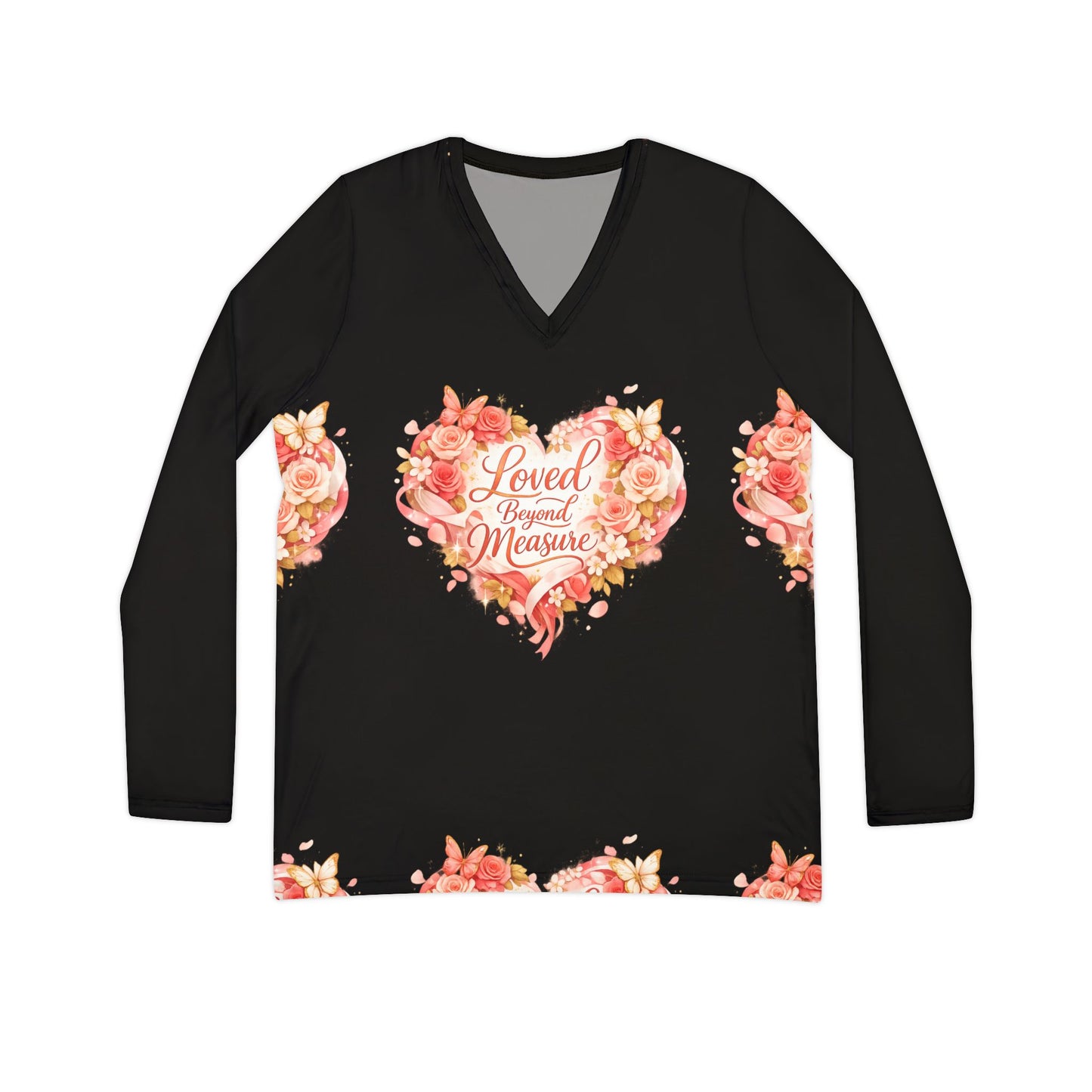 Loved Beyond Measure Heart Floral V-neck Long Sleeve