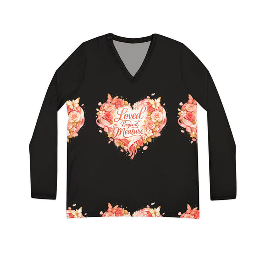 Loved Beyond Measure Heart Floral V-neck Long Sleeve