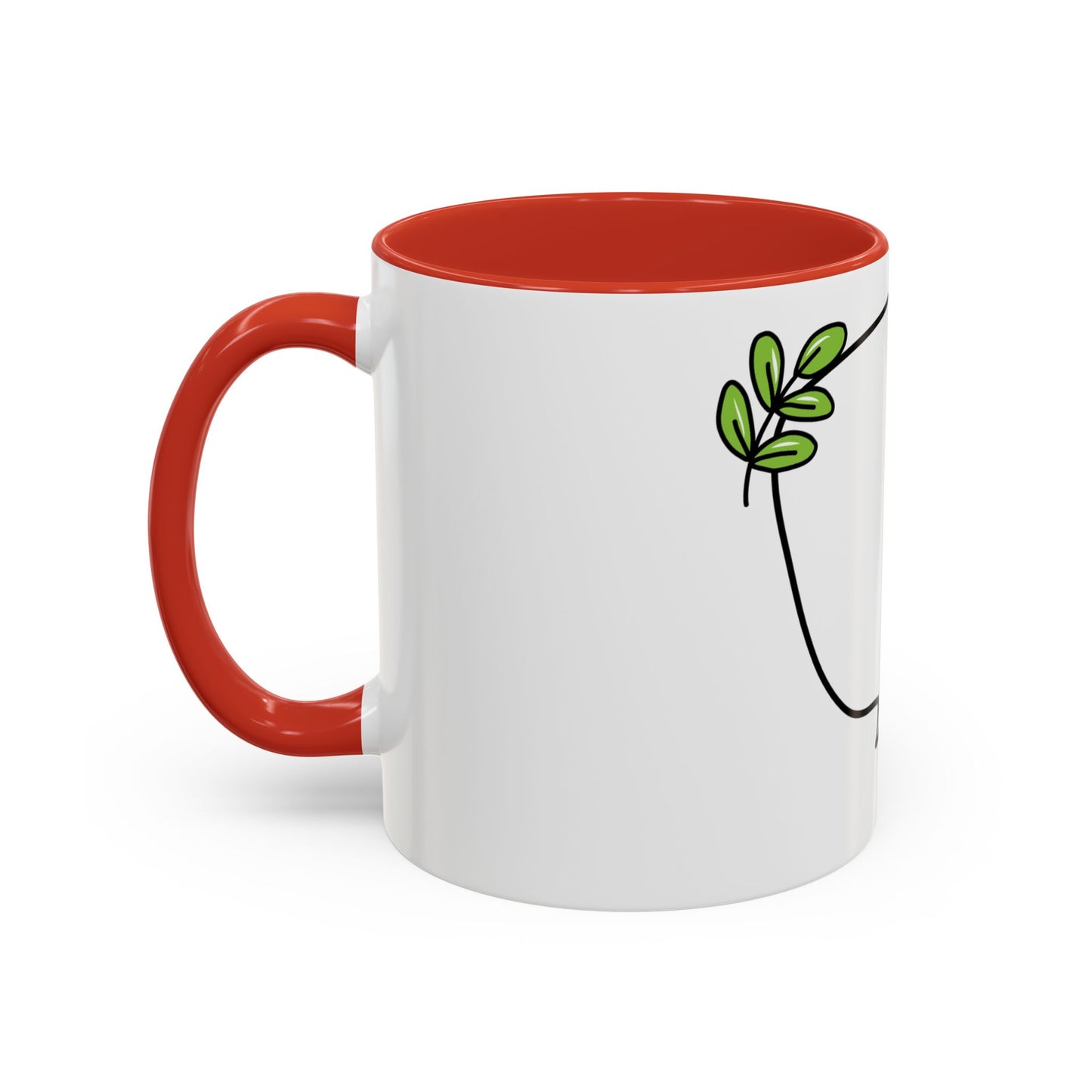 Customizable Accent Coffee Mug - Whimsical Design with Green Leaves