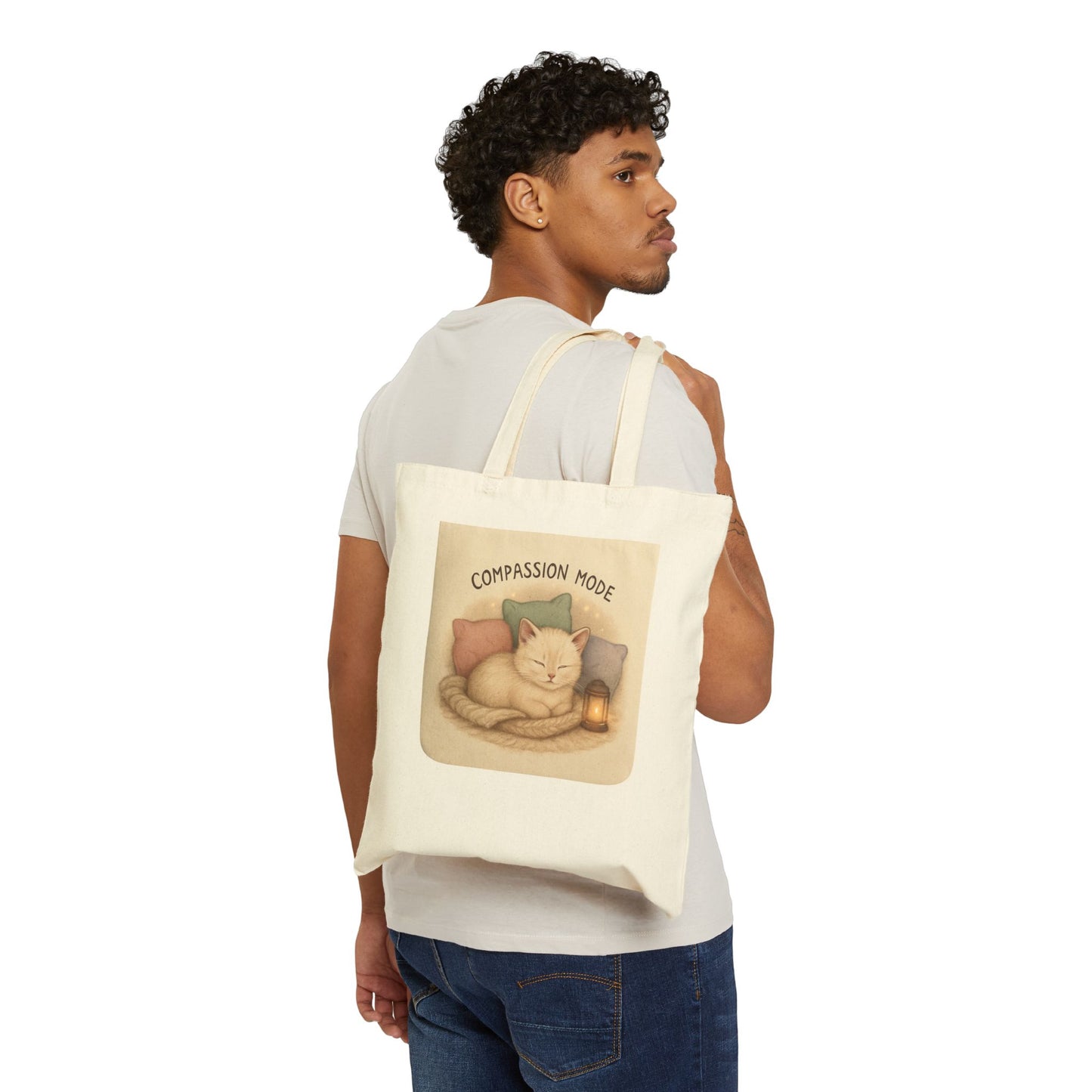 Compassion Mode Tote Bag | Cute Sleeping Cat Illustration