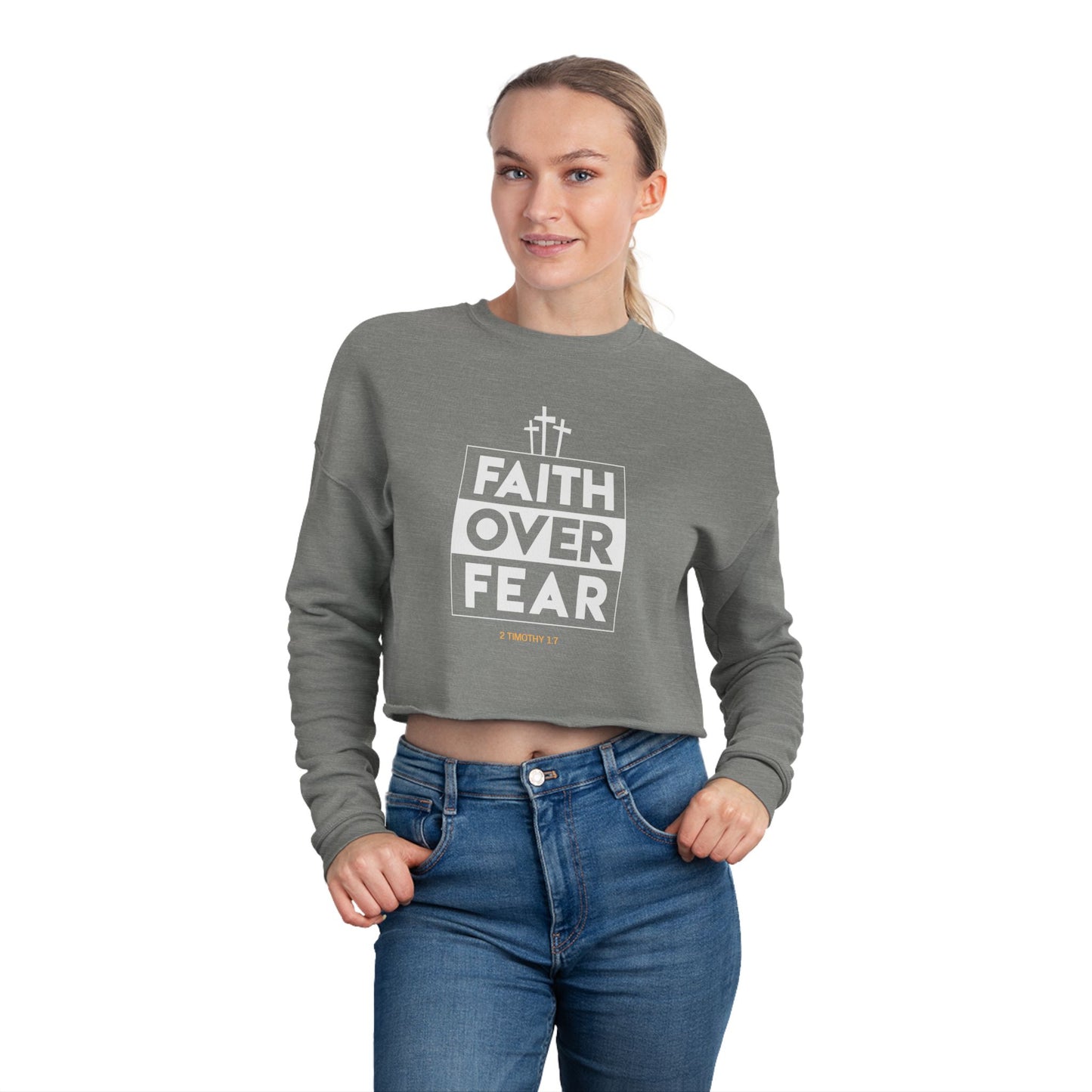 Faith Over Fear Cropped Sweatshirt-Multiple Colors