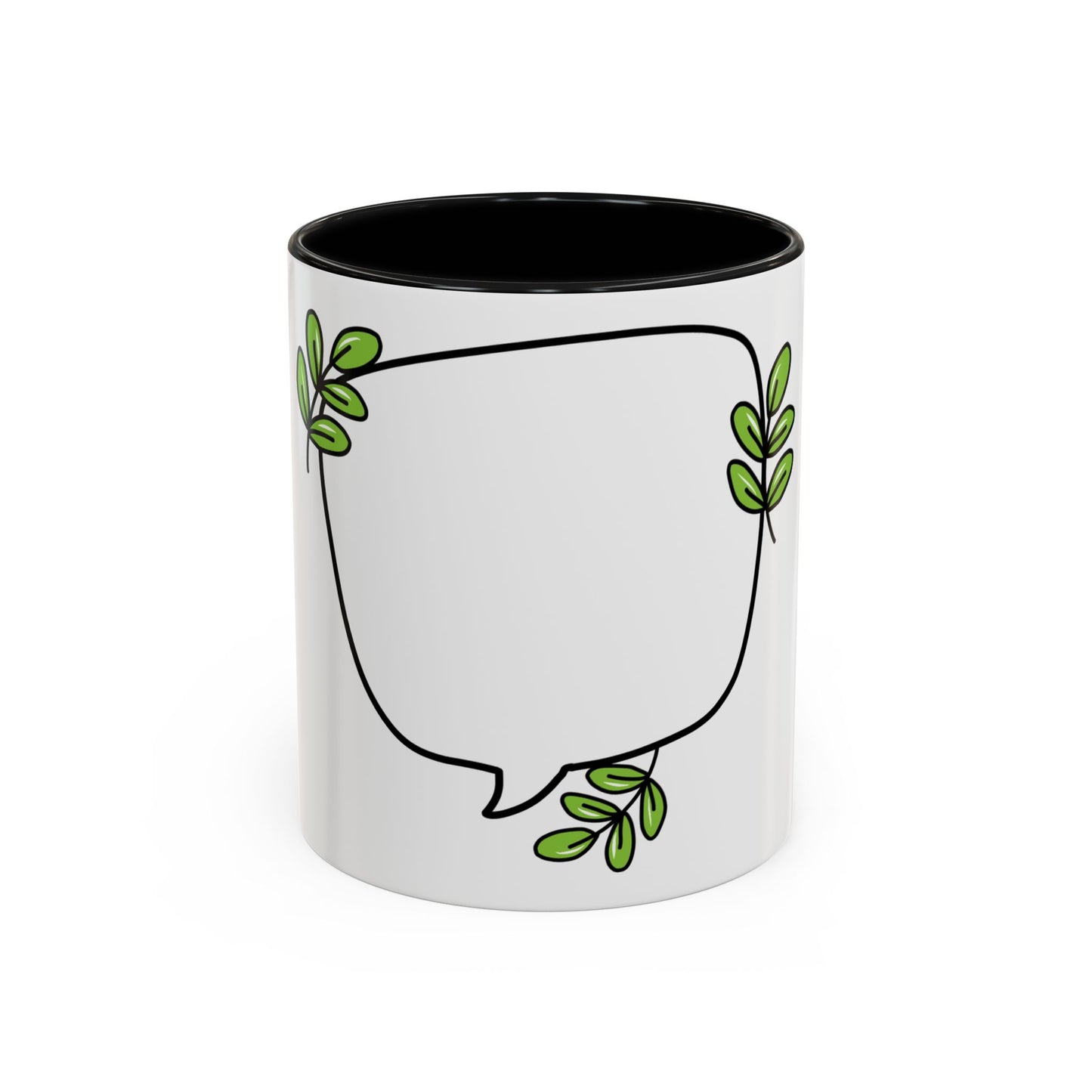 Customizable Accent Coffee Mug - Whimsical Design with Green Leaves