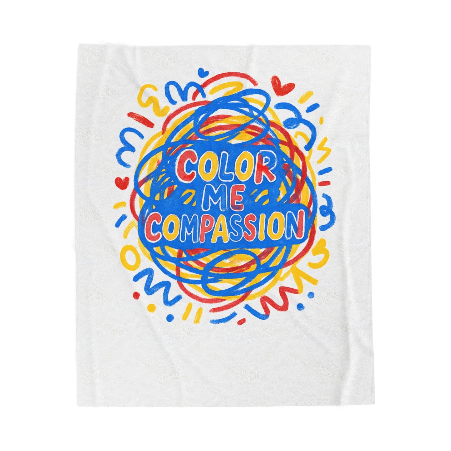 Color Me Compassion Velveteen Plush Blanket | Rainbow Scribble Compassion