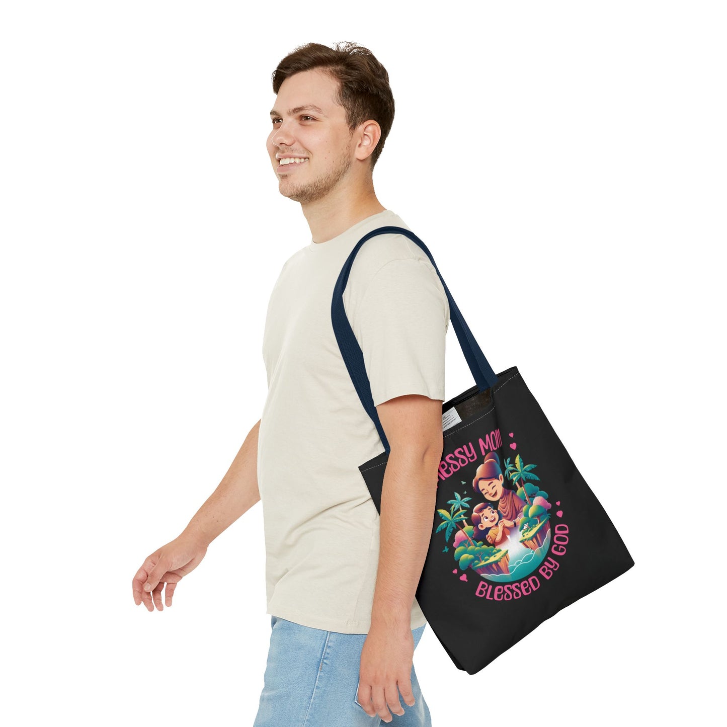 Messy Mom Blessed by God Tote Bag - Perfect Gift for Mother's Day and Everyday Use-Black