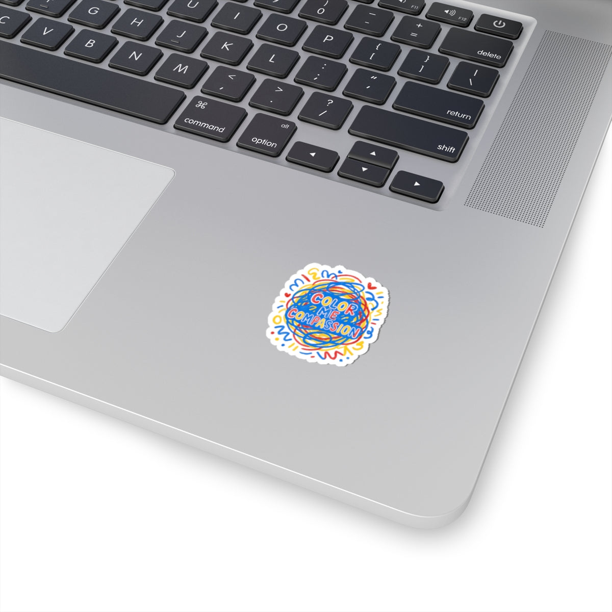 Color Me Compassion sticker | colorful doodle advocacy kiss-cut