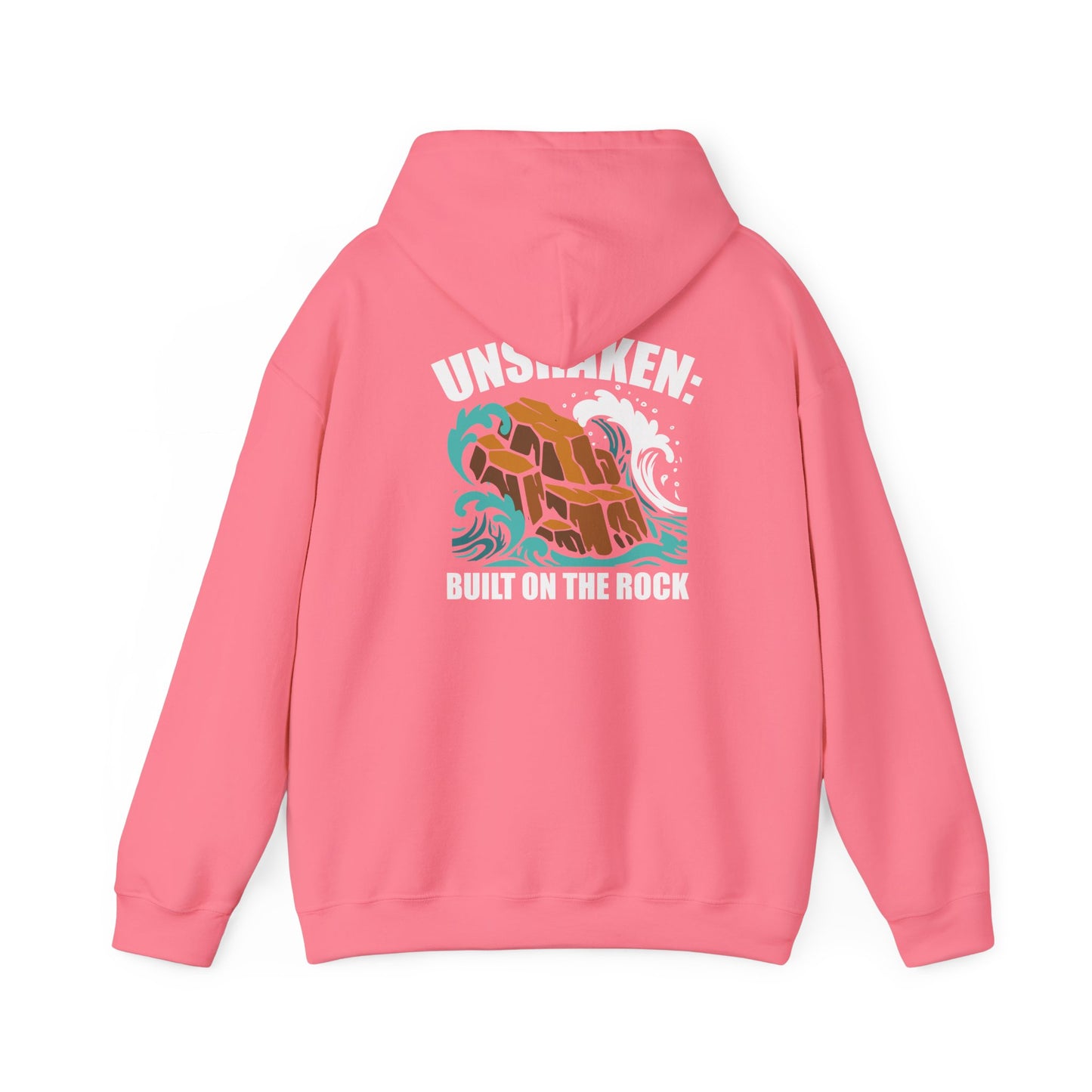 Motivational Unisex Hoodie - "Unshaken: Built on the Rock" - Comfortable Apparel for Everyday, Gift for Friends, Inspirational