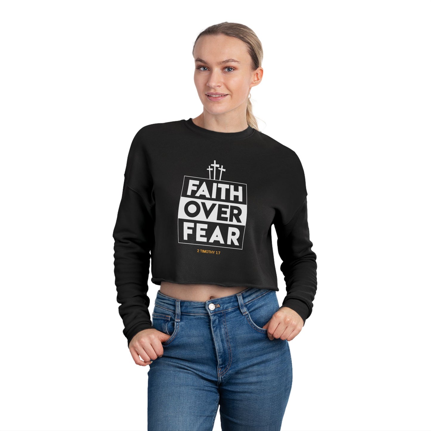 Faith Over Fear Cropped Sweatshirt-Multiple Colors