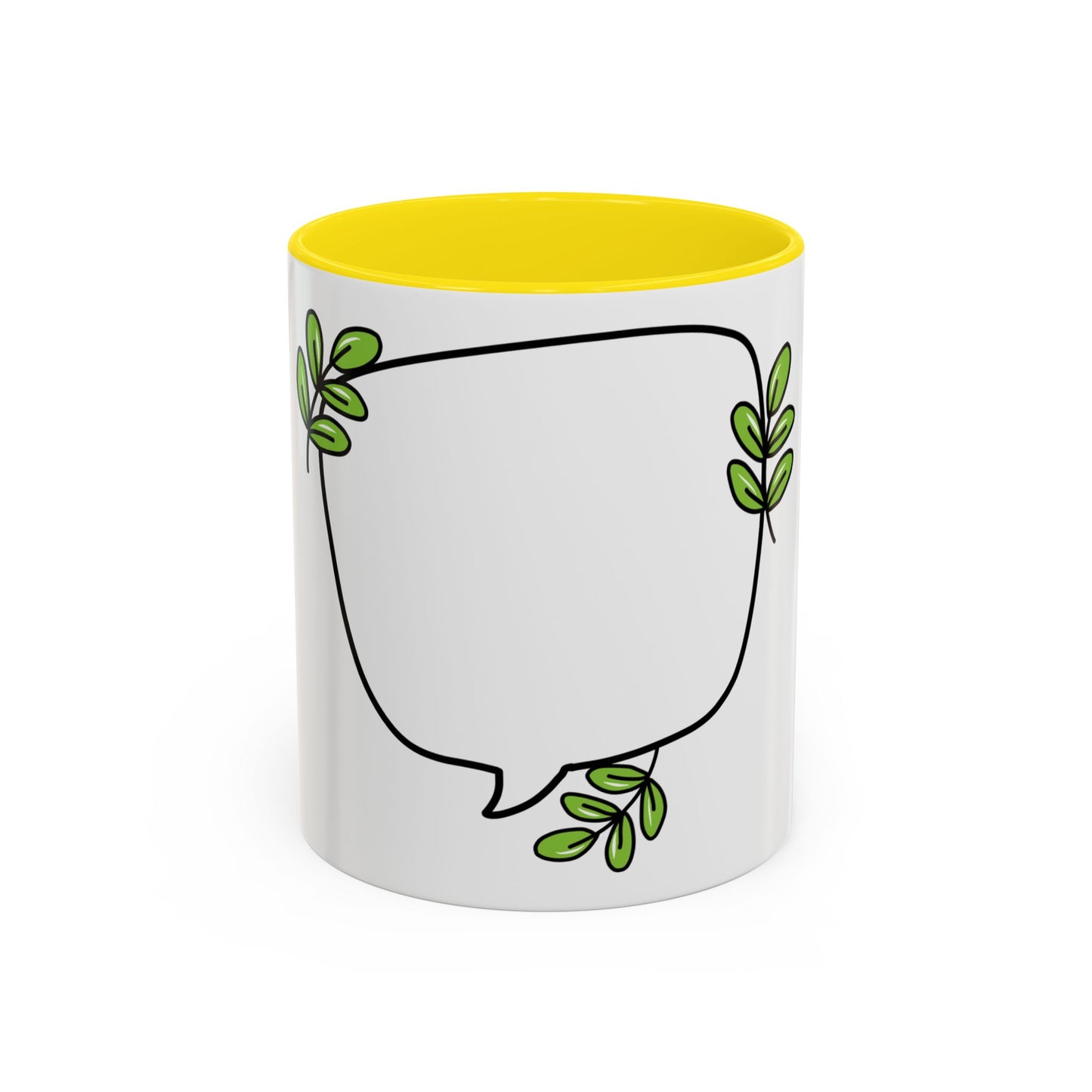 Customizable Accent Coffee Mug - Whimsical Design with Green Leaves