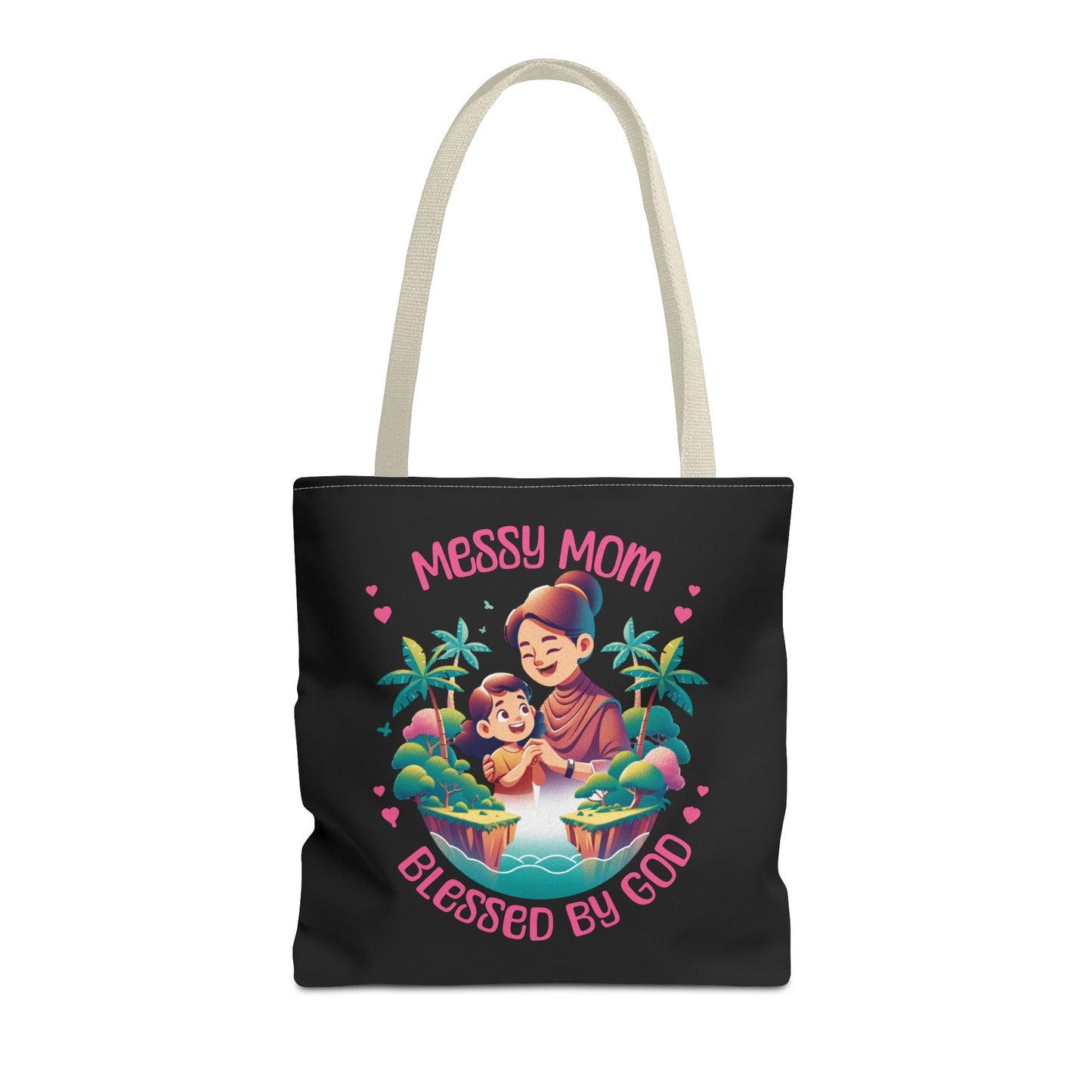 Messy Mom Blessed by God Tote Bag - Perfect Gift for Mother's Day and Everyday Use-Black