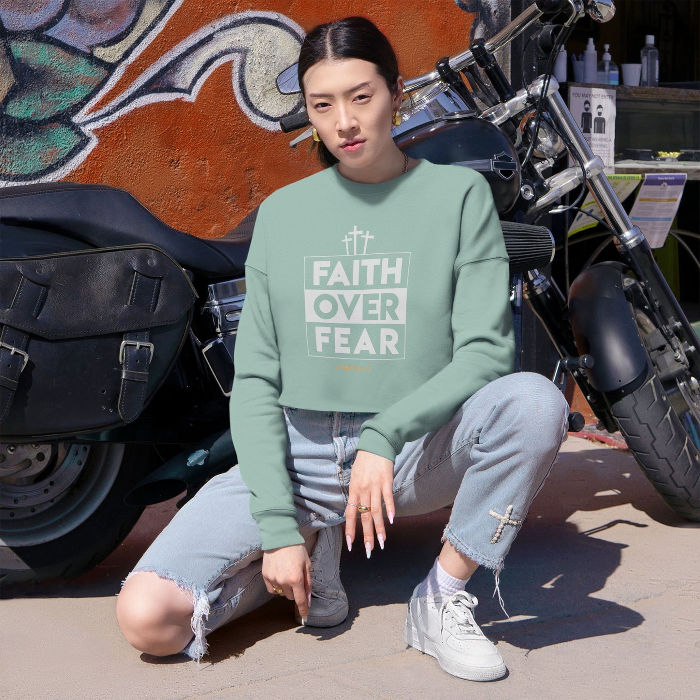 Faith Over Fear Cropped Sweatshirt-Multiple Colors