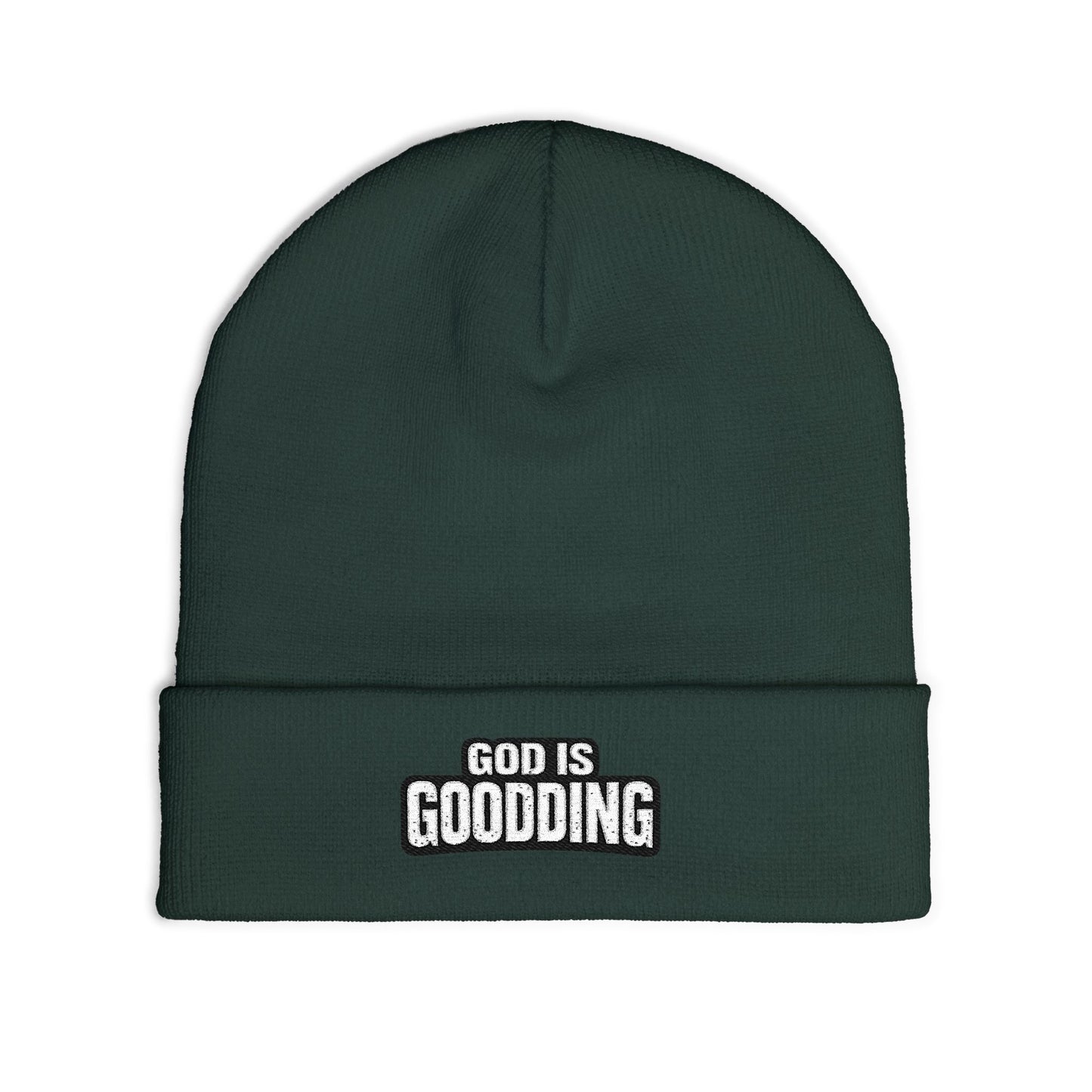 God Is Goodding knit beanie | embroidered Christian faith cuff hat