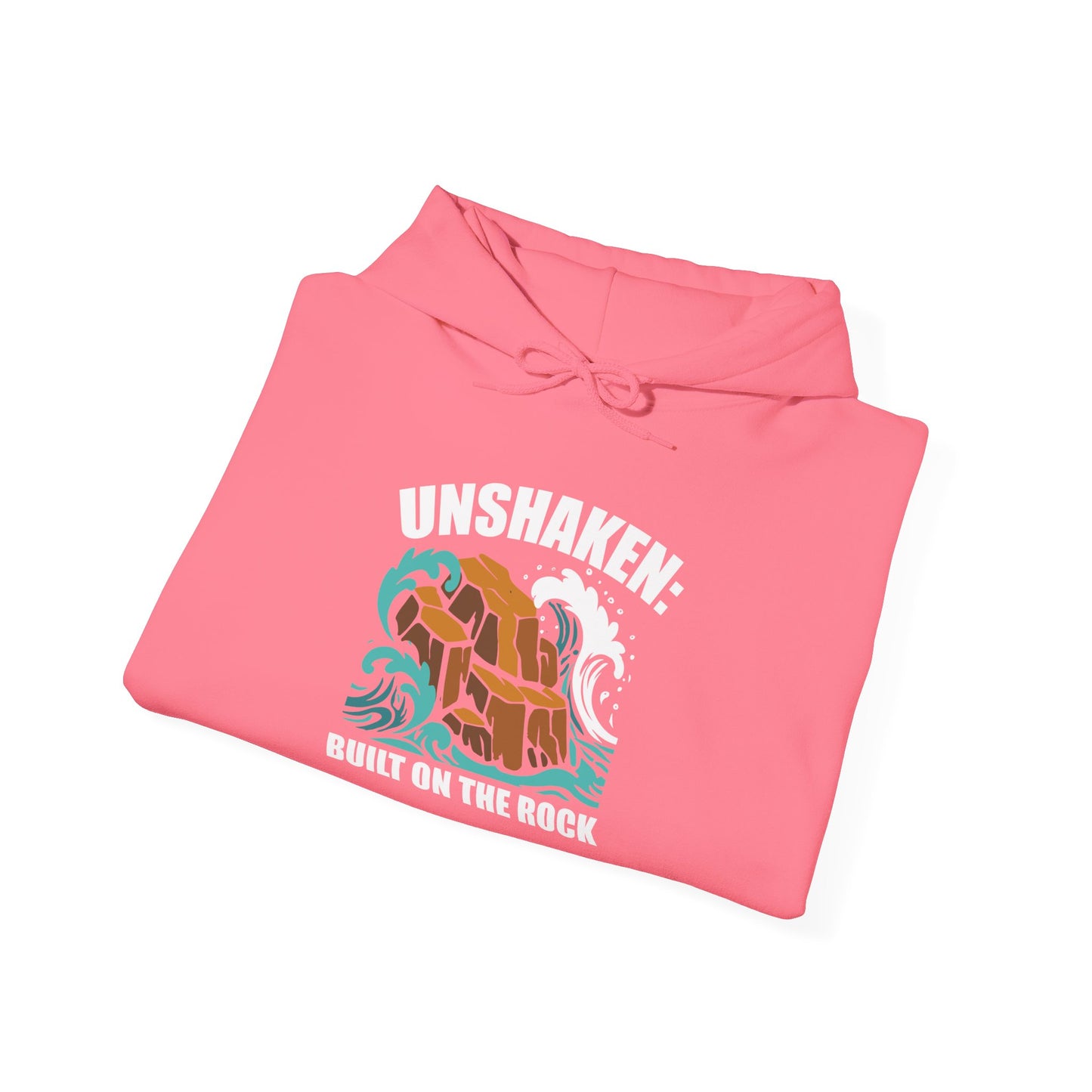 Motivational Unisex Hoodie - "Unshaken: Built on the Rock" - Comfortable Apparel for Everyday, Gift for Friends, Inspirational