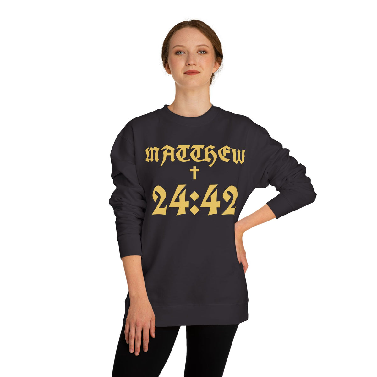 Matthew 24:42 Sweatshirt | Bible Verse Cross Crewneck