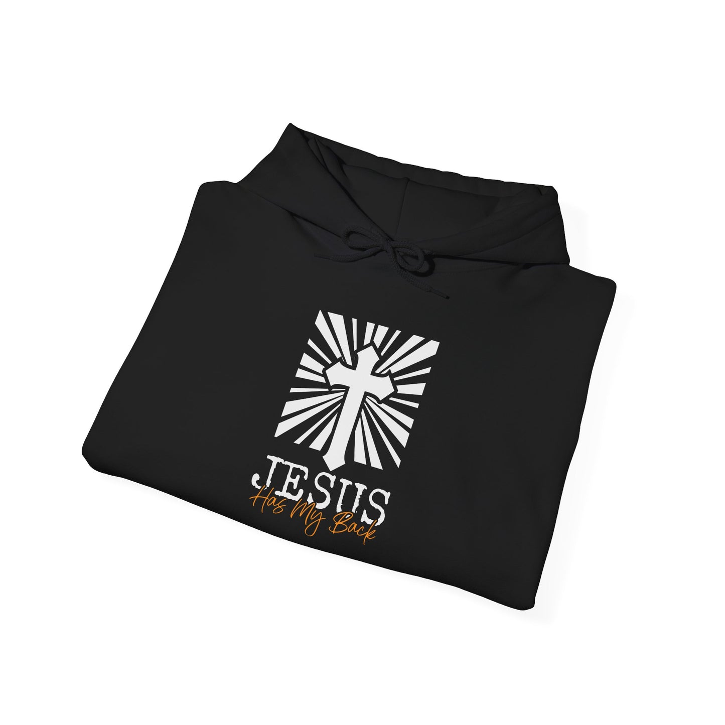Christian Unisex Hoodie - Jesus Has My Back Design - Black