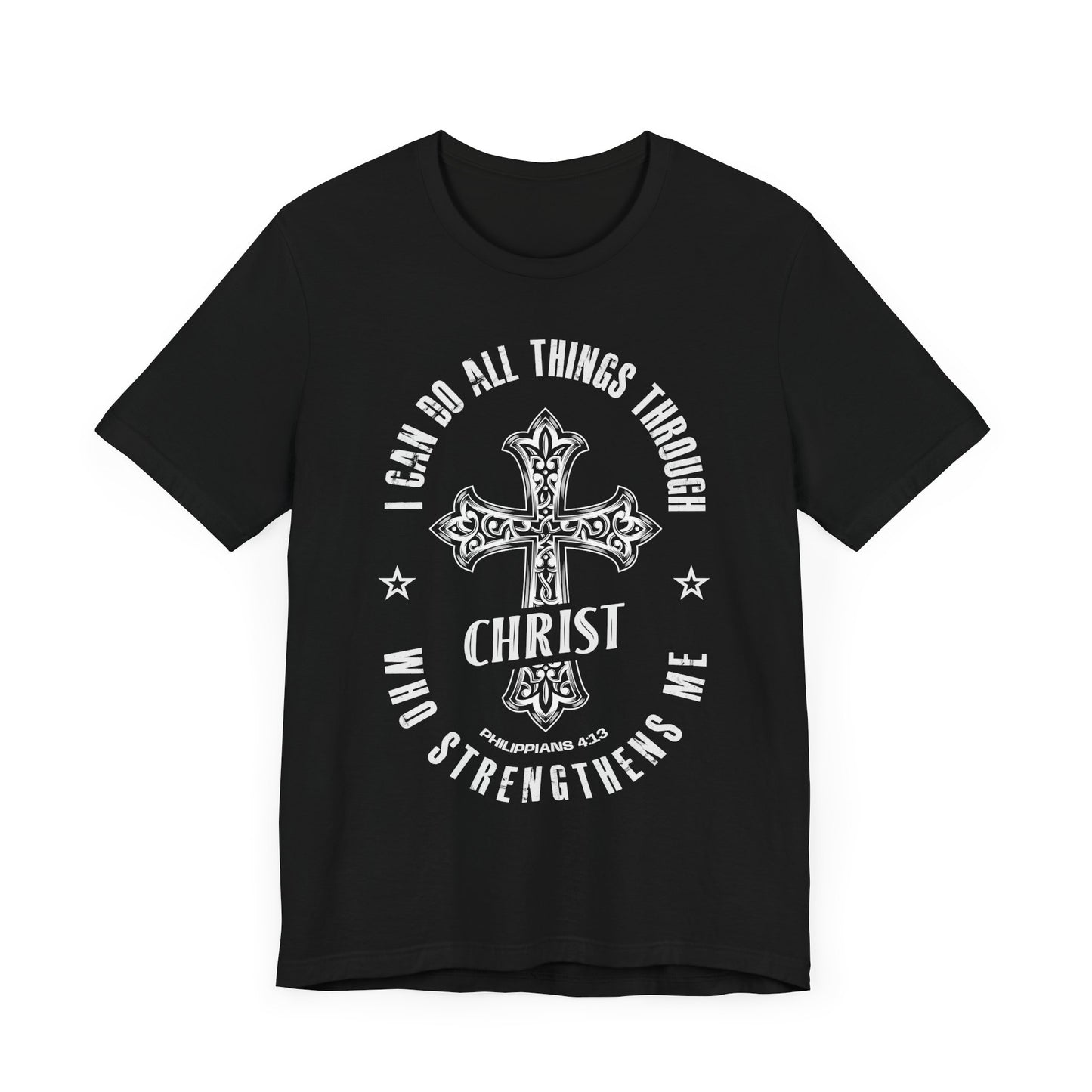 Inspirational Christian Cross Tee - "I Can Do All Things Through Christ Who Strengthens Me"